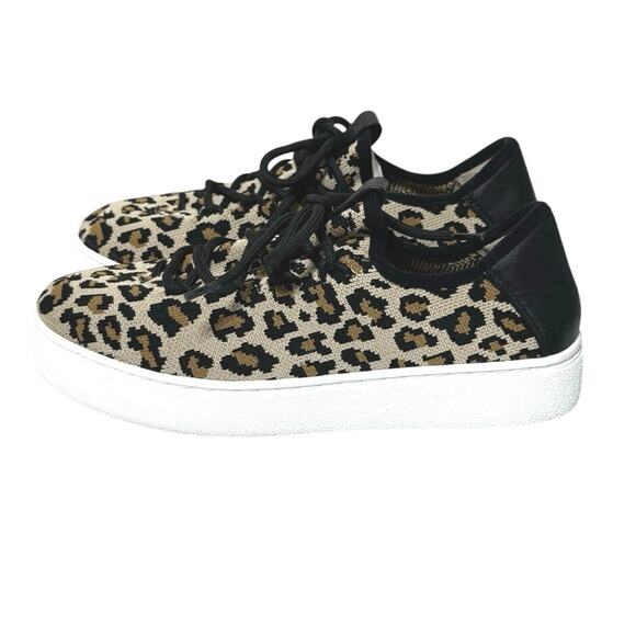 BP Women’s Knit Animal Print Lace-Up Platform Sneakers Size 8.5 M - Picture 3 of 11